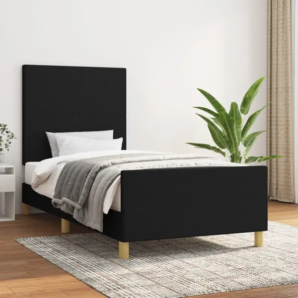 Gossi cadru de pat cu tablie, negru, 100x200 cm, textil