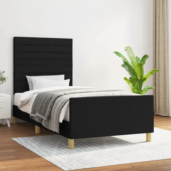 Gossi cadru de pat cu tablie, negru, 100x200 cm, textil