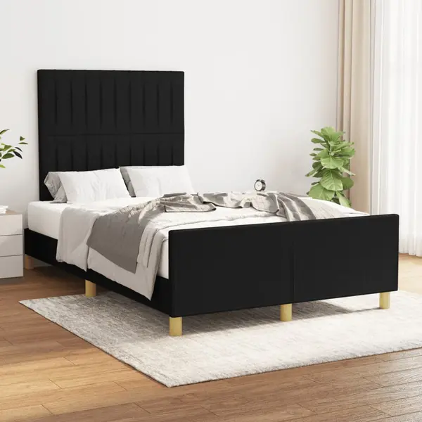 Gossi cadru de pat cu tablie, negru, 120x190 cm, material textil