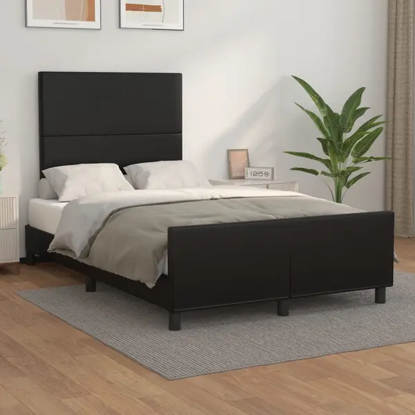 Gossi cadru de pat cu tablie, negru, 120x190 cm, piele ecologica