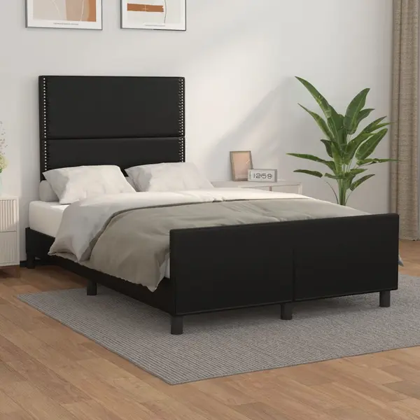 Gossi cadru de pat cu tablie, negru, 120x190 cm, piele ecologica