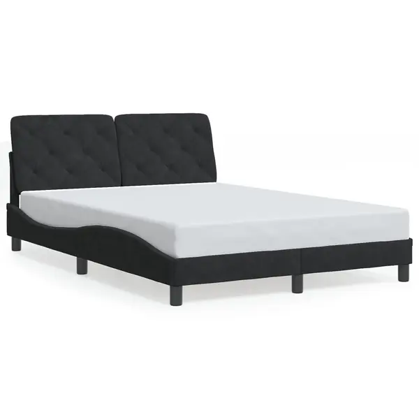 Gossi cadru de pat cu tablie, negru, 120x200 cm, catifea