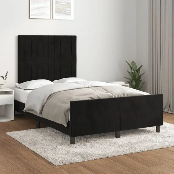 Gossi cadru de pat cu tablie, negru, 120x200 cm, catifea