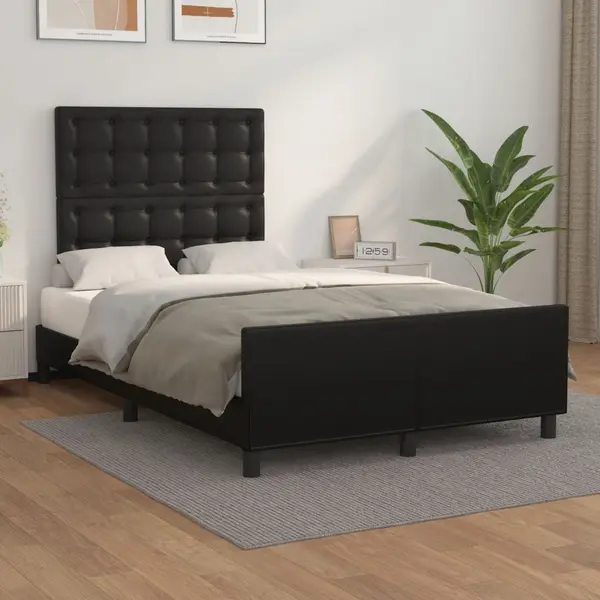 Gossi cadru de pat cu tablie, negru, 120x200 cm, piele ecologica
