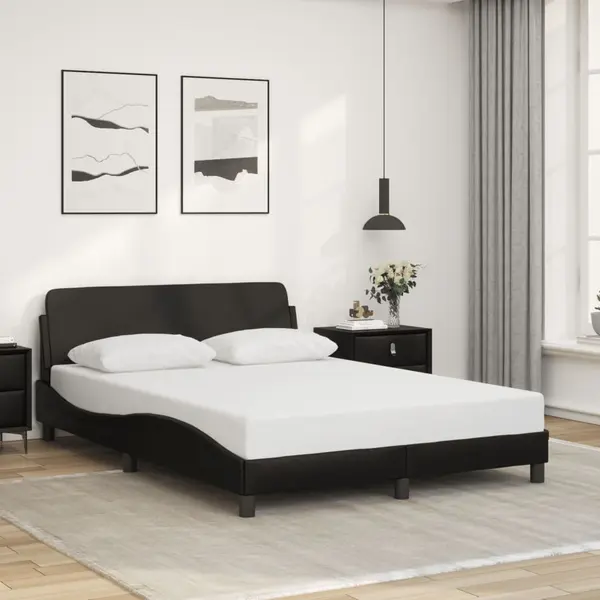 Gossi cadru de pat cu tablie, negru, 120x200 cm, piele ecologica