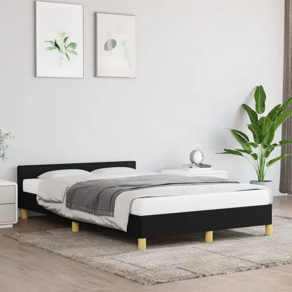 Gossi cadru de pat cu tablie, negru, 120x200 cm, textil