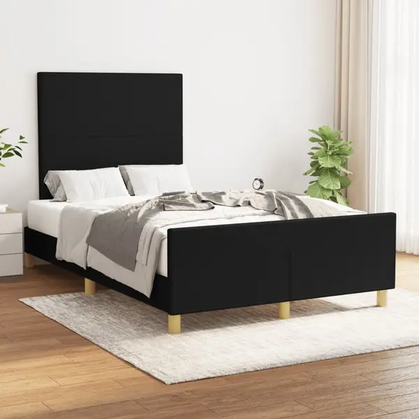 Gossi cadru de pat cu tablie, negru, 120x200 cm, textil