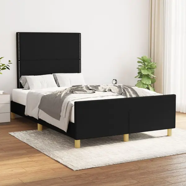 Gossi cadru de pat cu tablie, negru, 120x200 cm, textil