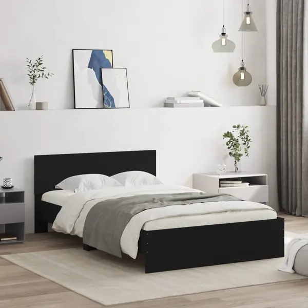 Gossi cadru de pat cu tablie, negru, 135x190 cm