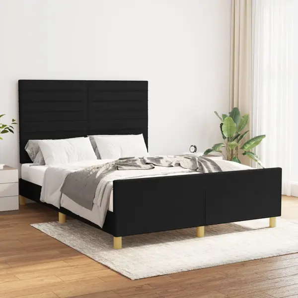 Gossi cadru de pat cu tablie, negru, 140x190 cm, textil