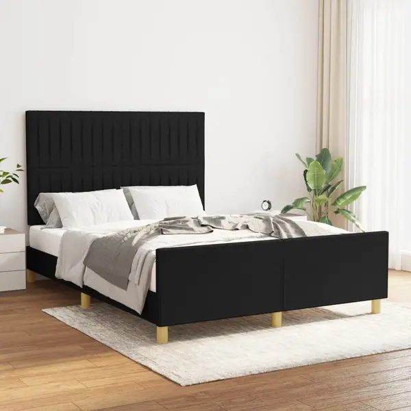 Gossi cadru de pat cu tablie, negru, 140x190 cm, textil