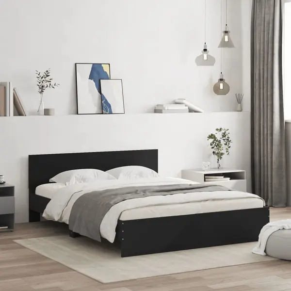 Gossi cadru de pat cu tablie, negru, 140x200 cm