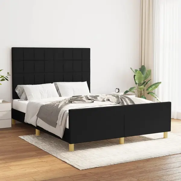 Gossi cadru de pat cu tablie, negru, 140x200 cm, textil