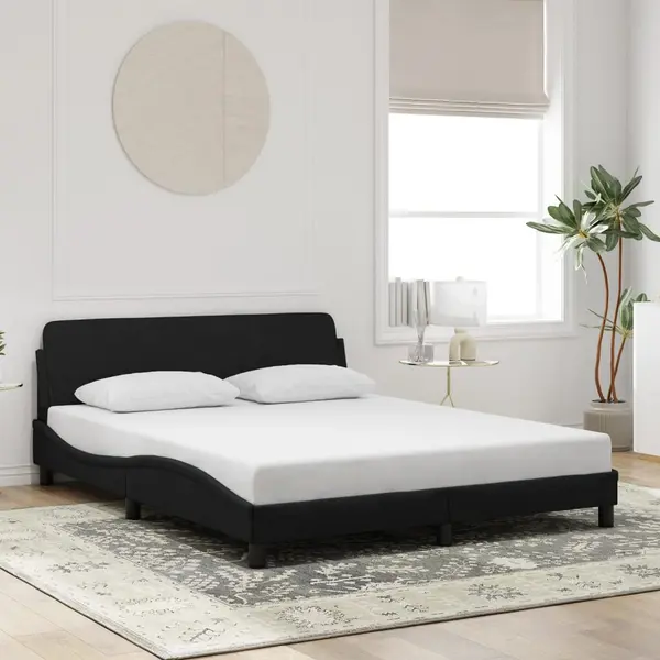 Gossi cadru de pat cu tablie, negru, 160x200 cm, catifea