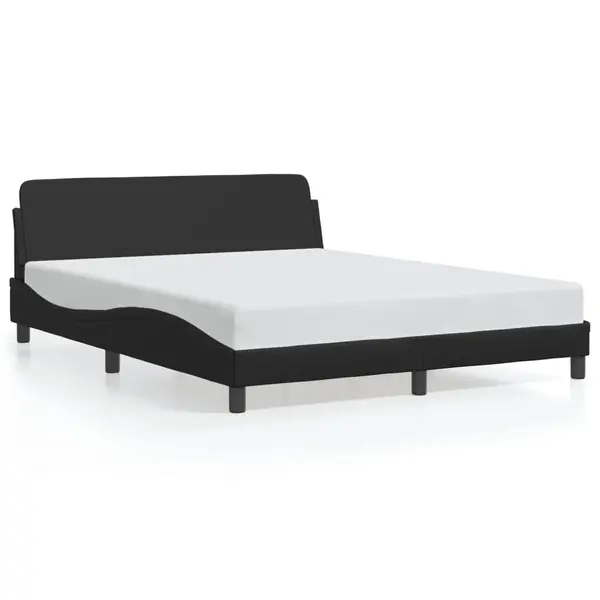 Gossi cadru de pat cu tablie, negru, 160x200 cm, piele ecologica