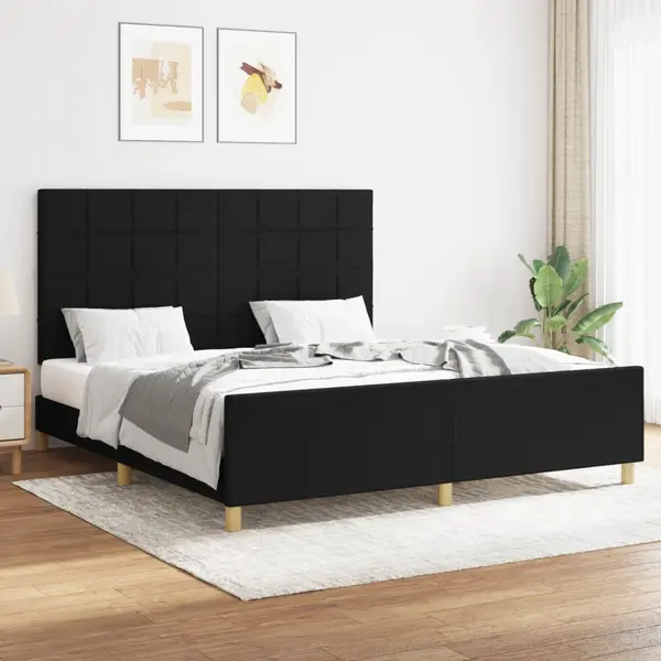 Gossi cadru de pat cu tablie, negru, 160x200 cm, textil