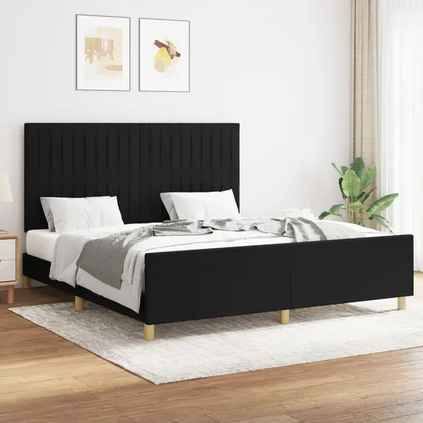 Gossi cadru de pat cu tablie, negru, 160x200 cm, textil
