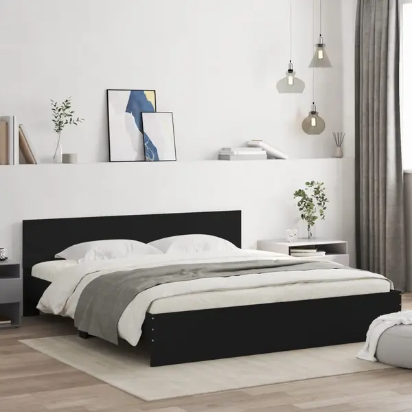 Gossi cadru de pat cu tablie, negru, 180x200 cm