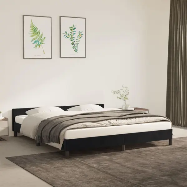 Gossi cadru de pat cu tablie, negru, 180x200 cm, catifea