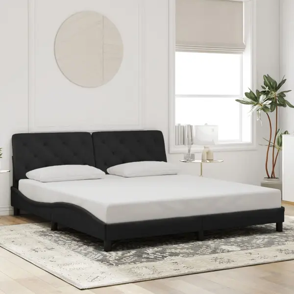Gossi cadru de pat cu tablie, negru, 180x200 cm, catifea