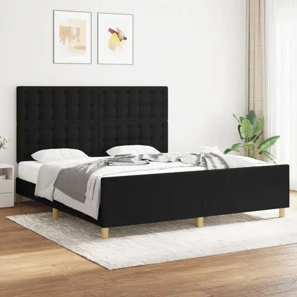 Gossi cadru de pat cu tablie, negru, 180x200 cm, textil