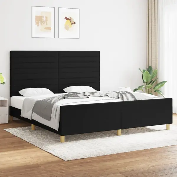 Gossi cadru de pat cu tablie, negru, 180x200 cm, textil