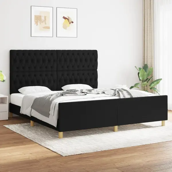 Gossi cadru de pat cu tablie, negru, 180x200 cm, textil
