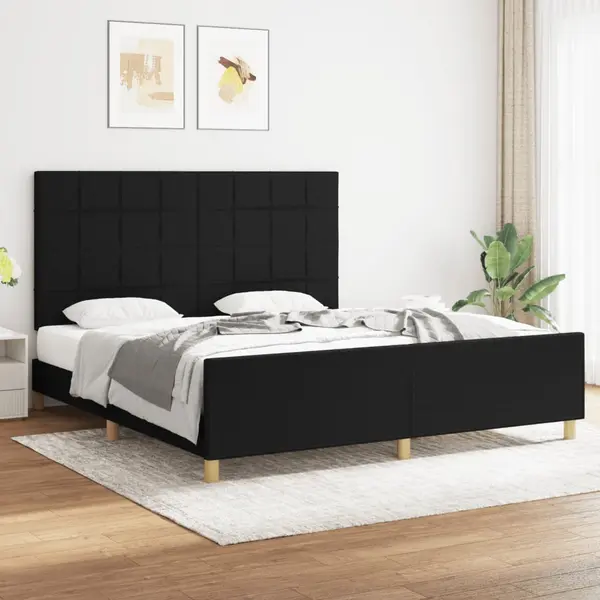 Gossi cadru de pat cu tablie, negru, 180x200 cm, textil