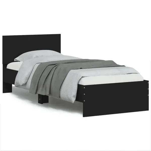 Gossi cadru de pat cu tablie, negru, 75x190 cm, lemn prelucrat