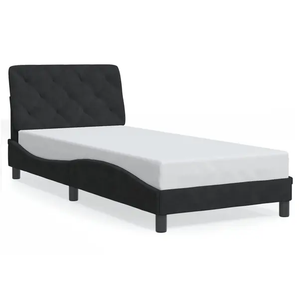 Gossi cadru de pat cu tablie, negru, 80x200 cm, catifea