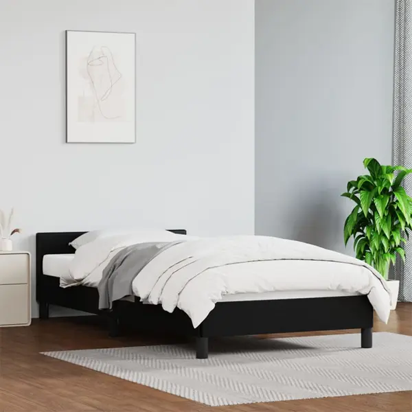 Gossi cadru de pat cu tablie, negru, 80x200 cm, piele ecologica