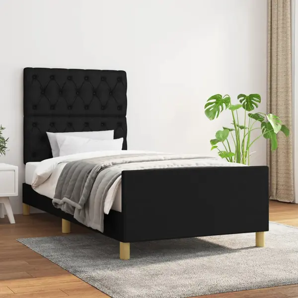 Gossi cadru de pat cu tablie, negru, 80x200 cm, textil