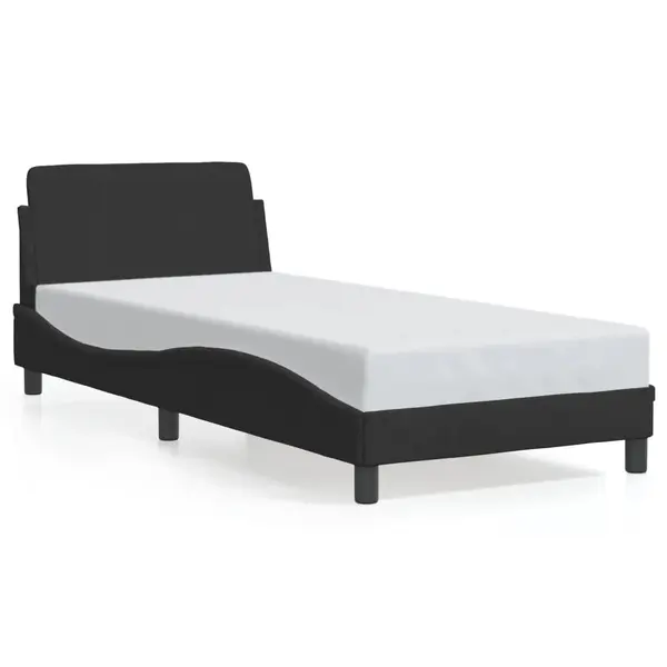 Gossi cadru de pat cu tablie, negru, 90x200 cm, catifea