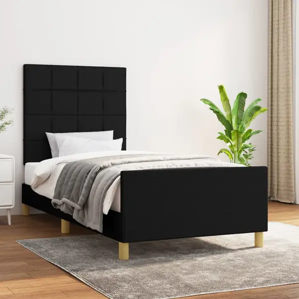 Gossi cadru de pat cu tablie, negru, 90x200 cm, textil