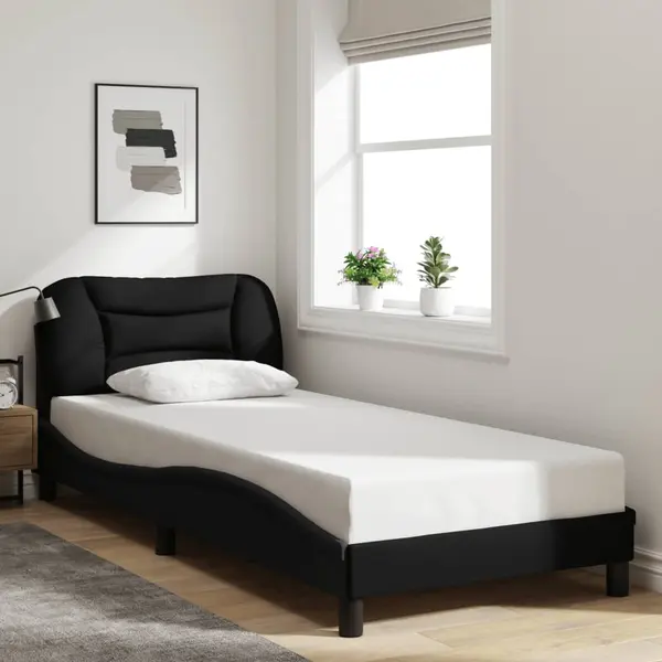 Gossi cadru de pat cu tablie, negru, 90x200 cm, textil
