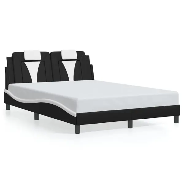 Gossi cadru de pat cu tablie, negru/alb, 140x200 cm, piele ecologica