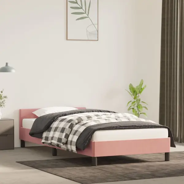 Gossi cadru de pat cu tablie, roz, 100x200 cm, catifea
