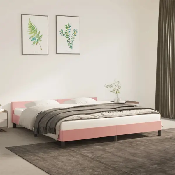 Gossi cadru de pat cu tablie, roz, 160x200 cm, catifea
