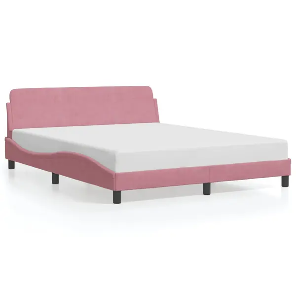Gossi cadru de pat cu tablie, roz, 160x200 cm, catifea