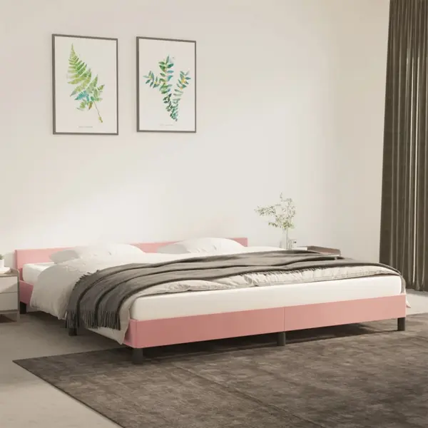 Gossi cadru de pat cu tablie, roz, 200x200 cm, catifea