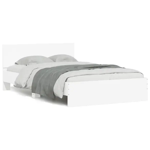 Gossi cadru de pat cu tablie si led, alb, 135x190 cm