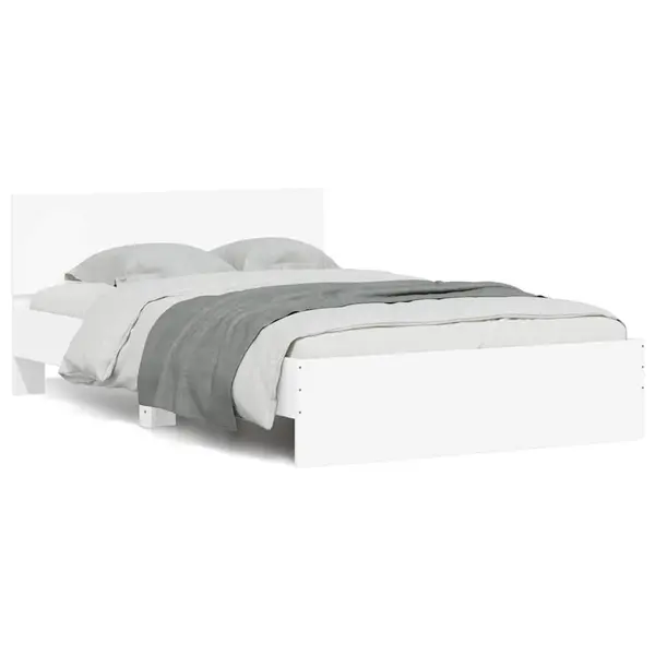 Gossi cadru de pat cu tablie si led, alb, 140x190 cm