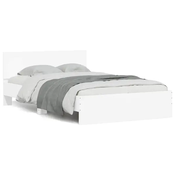 Gossi cadru de pat cu tablie si led, alb, 140x200 cm