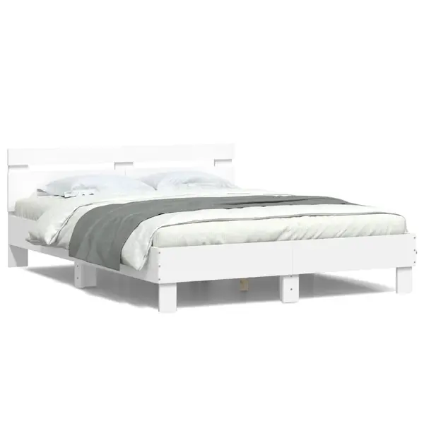 Gossi cadru de pat cu tablie si led, alb, 150x200 cm
