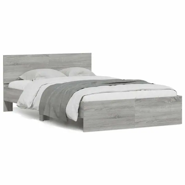 Gossi cadru de pat cu tablie si led, gri sonoma, 120x190 cm
