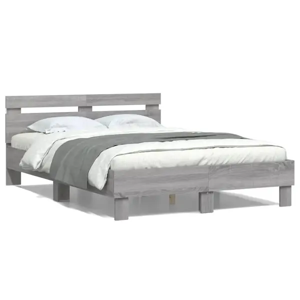 Gossi cadru de pat cu tablie si led, gri sonoma, 120x190 cm
