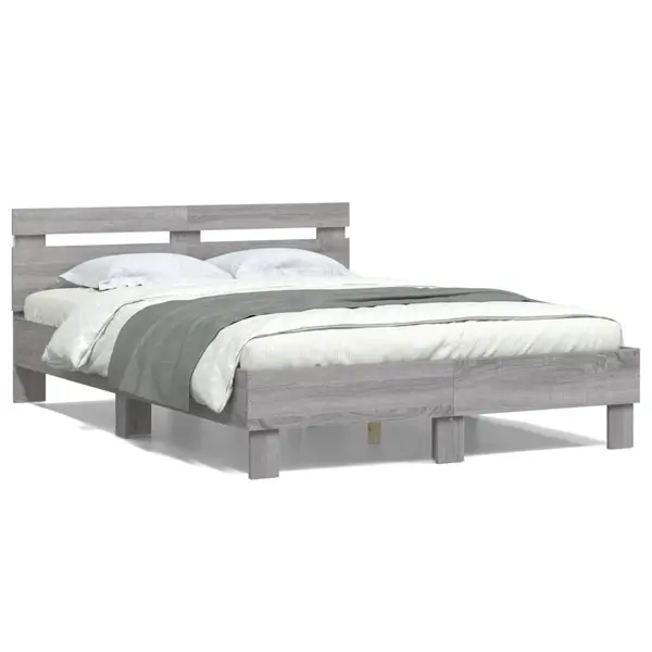 Gossi cadru de pat cu tablie si led, gri sonoma, 120x200 cm