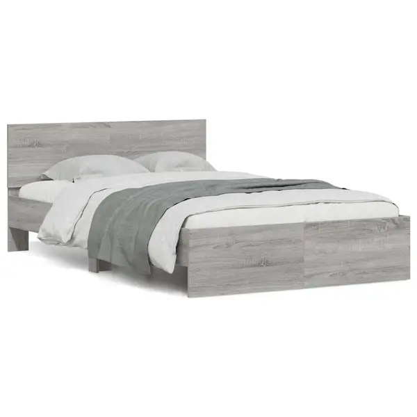 Gossi cadru de pat cu tablie si led, gri sonoma, 140x200 cm
