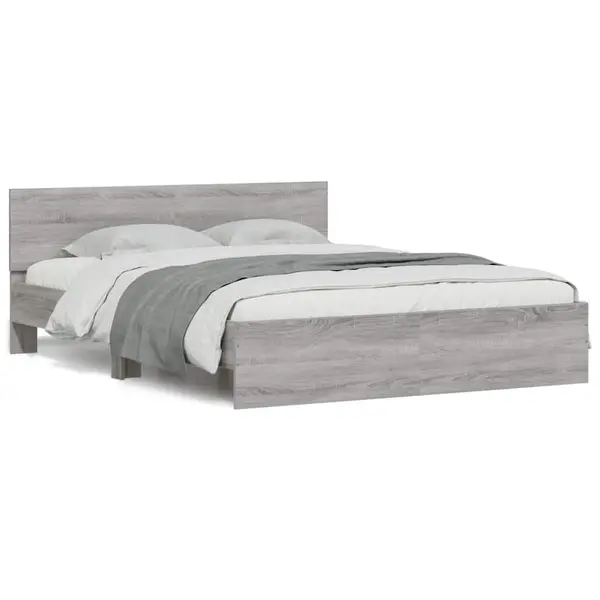 Gossi cadru de pat cu tablie si led, gri sonoma, 150x200 cm