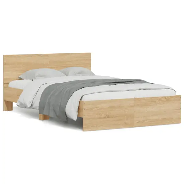 Gossi cadru de pat cu tablie si led, stejar sonoma, 135x190 cm